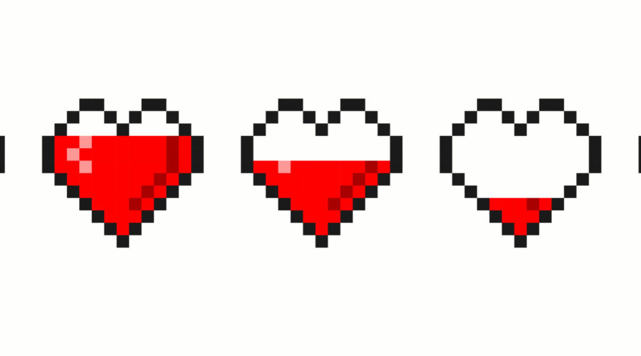 series of five pixelated hearts-what is a scam