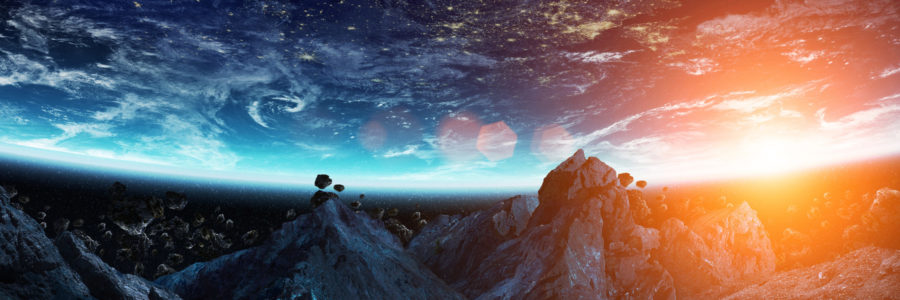 Dramatic view of Earth from space with a glowing sunrise-cyber attack