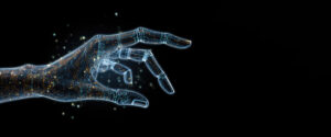 A futuristic digital hand composed of glowing particles-benefits of cloud telephony