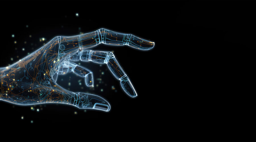 A futuristic digital hand composed of glowing particles-benefits of cloud telephony​