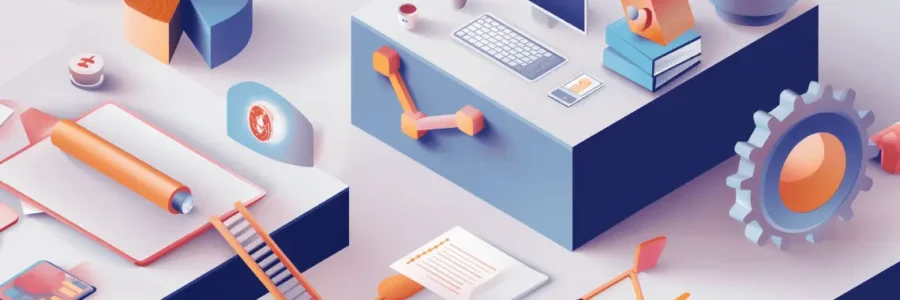 3D isometric illustration of a modern workspace with office supplies-microsoft 365 copilot
