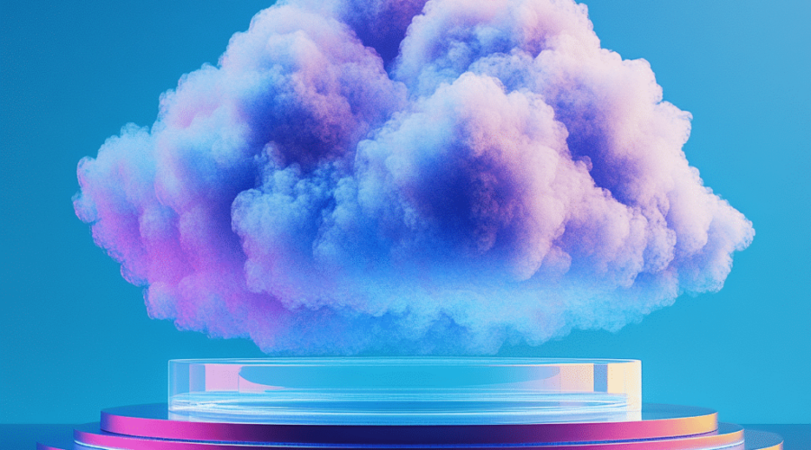 A Cloud Technology Podium Illustration - cloud based it solutions​