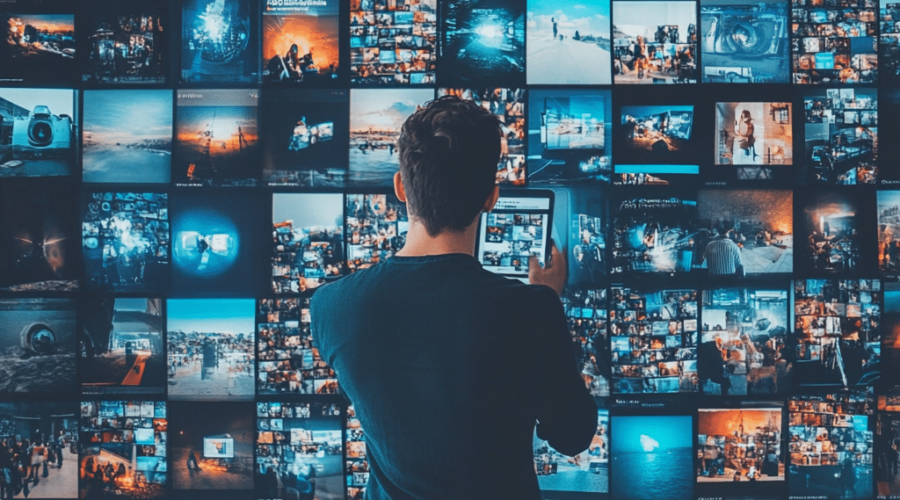 A person facing a lot of digital screen - customer testimonials​